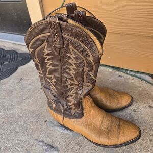Tony Lama Brown and Tan Leather Cowboy Boots